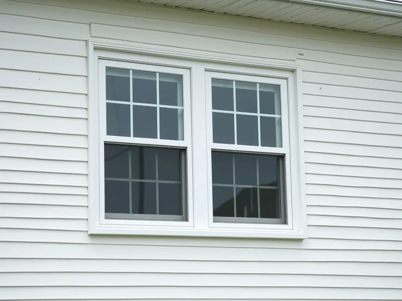 New vinyl double-hung replacement windows on a home exterior